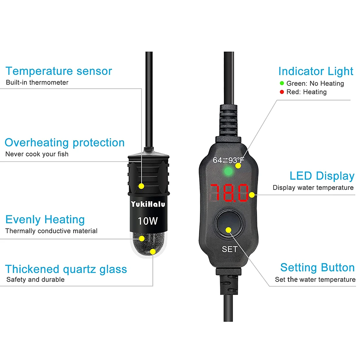 10W Adjustable Aquarium Heater - огляд і ціна Marine Aquarium Mini